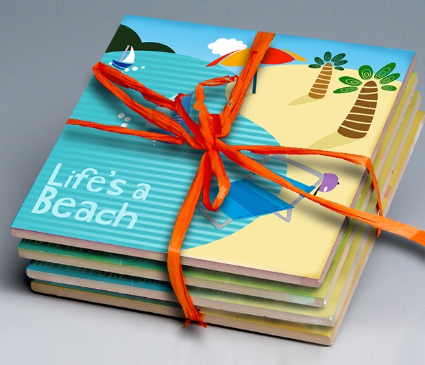 Beach Tile Coasters (Set of 4)