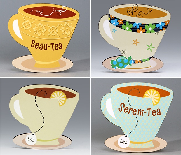 Tea Cup Coasters (Set/4)<BR><span class=bluebold> (Personalize)