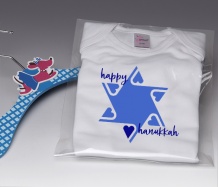 Happy Hanukkah <BR>Blue Star Onesie