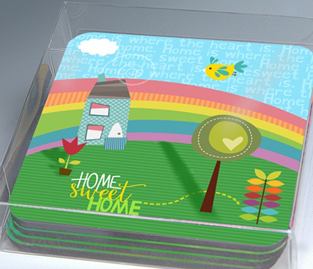 Home Sweet Home Coasters<BR><span class=bluebold>(Set of 4)